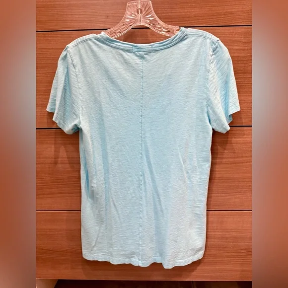 rag & bone The Slub V-Neck Tee in Aqua Size Small - Picture 4 of 5